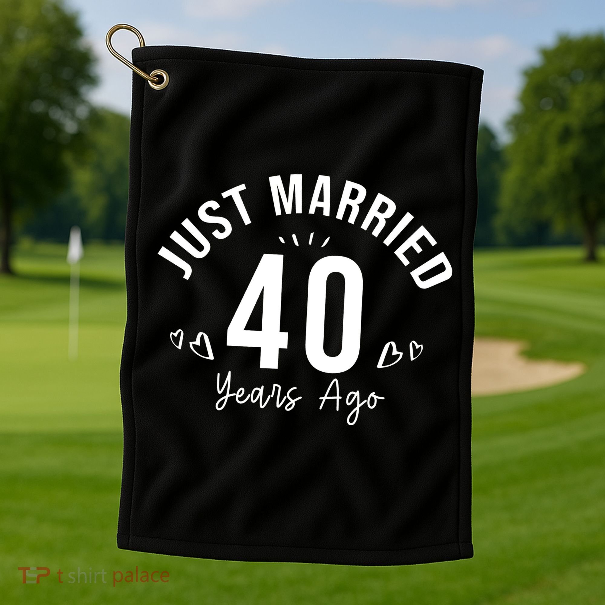 Just Married 40 Years Ago Husband And Wife Golf Towel