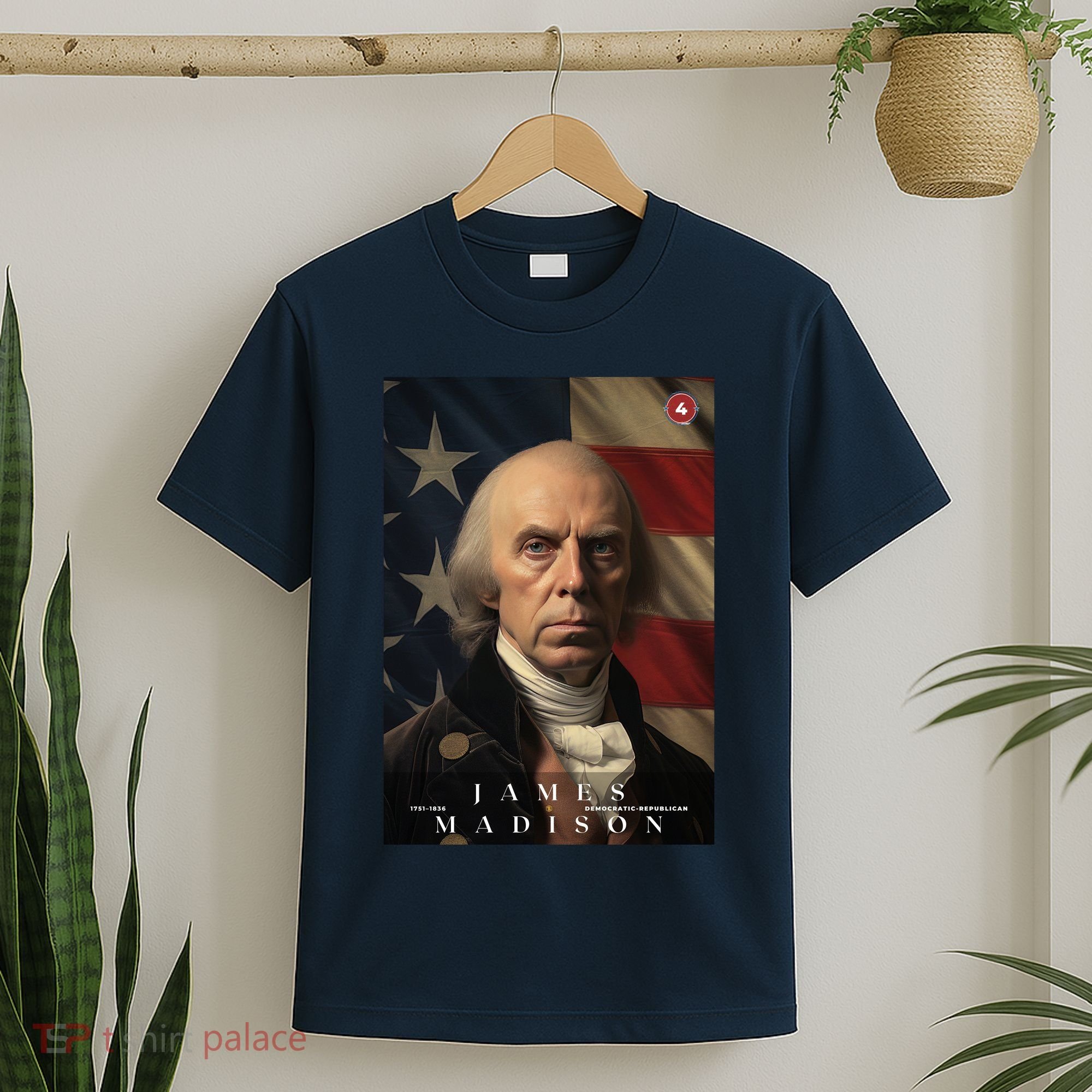 James Madison 4th President Of The United States Portrait T-Shirt
