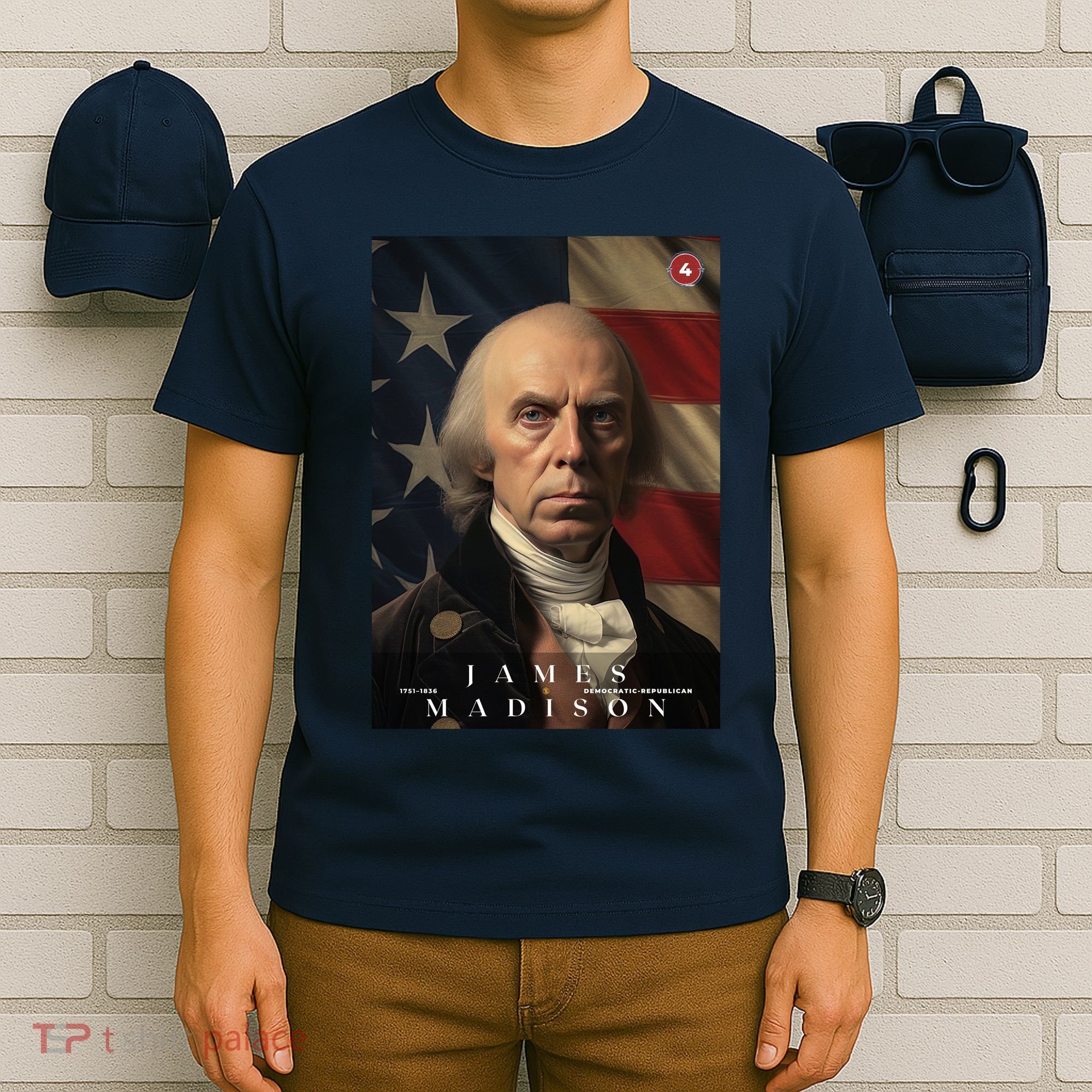 James Madison 4th President Of The United States Portrait T-Shirt