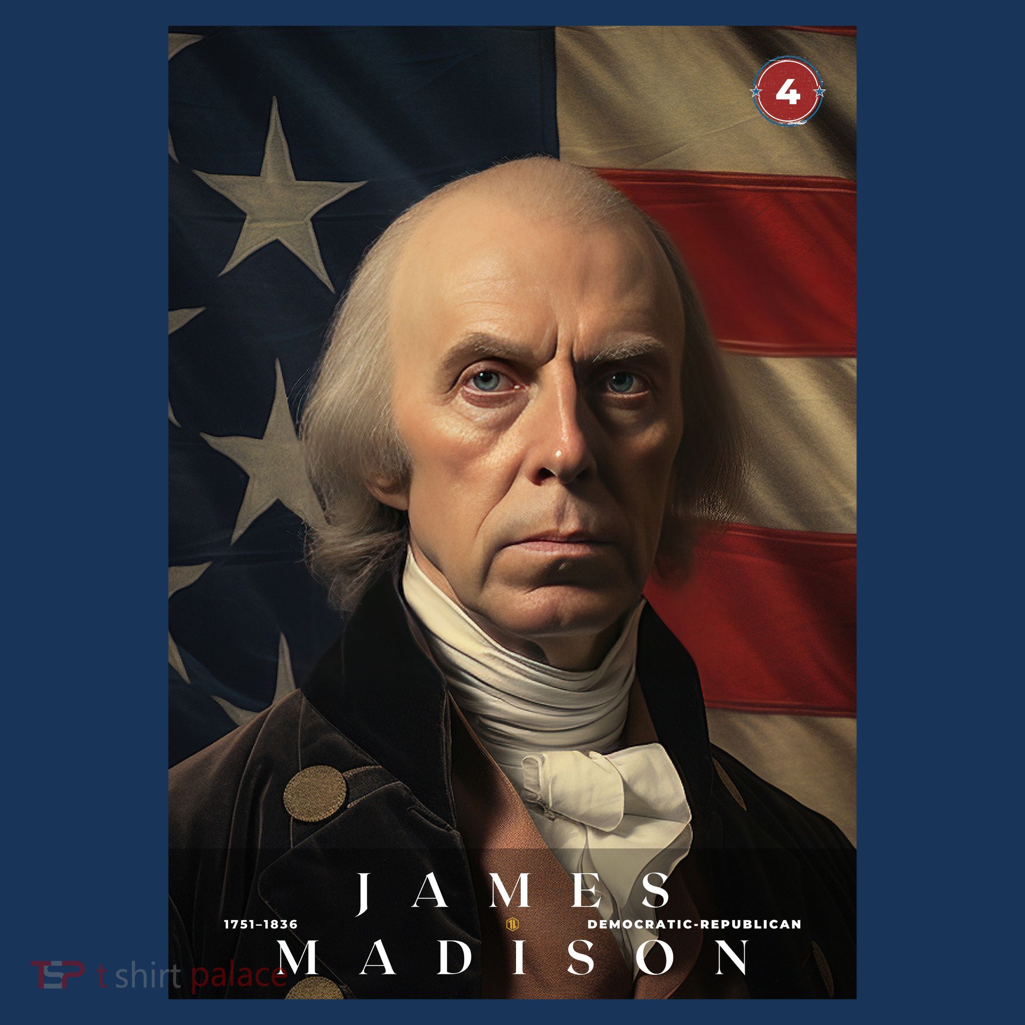James Madison 4th President Of The United States Portrait T-Shirt