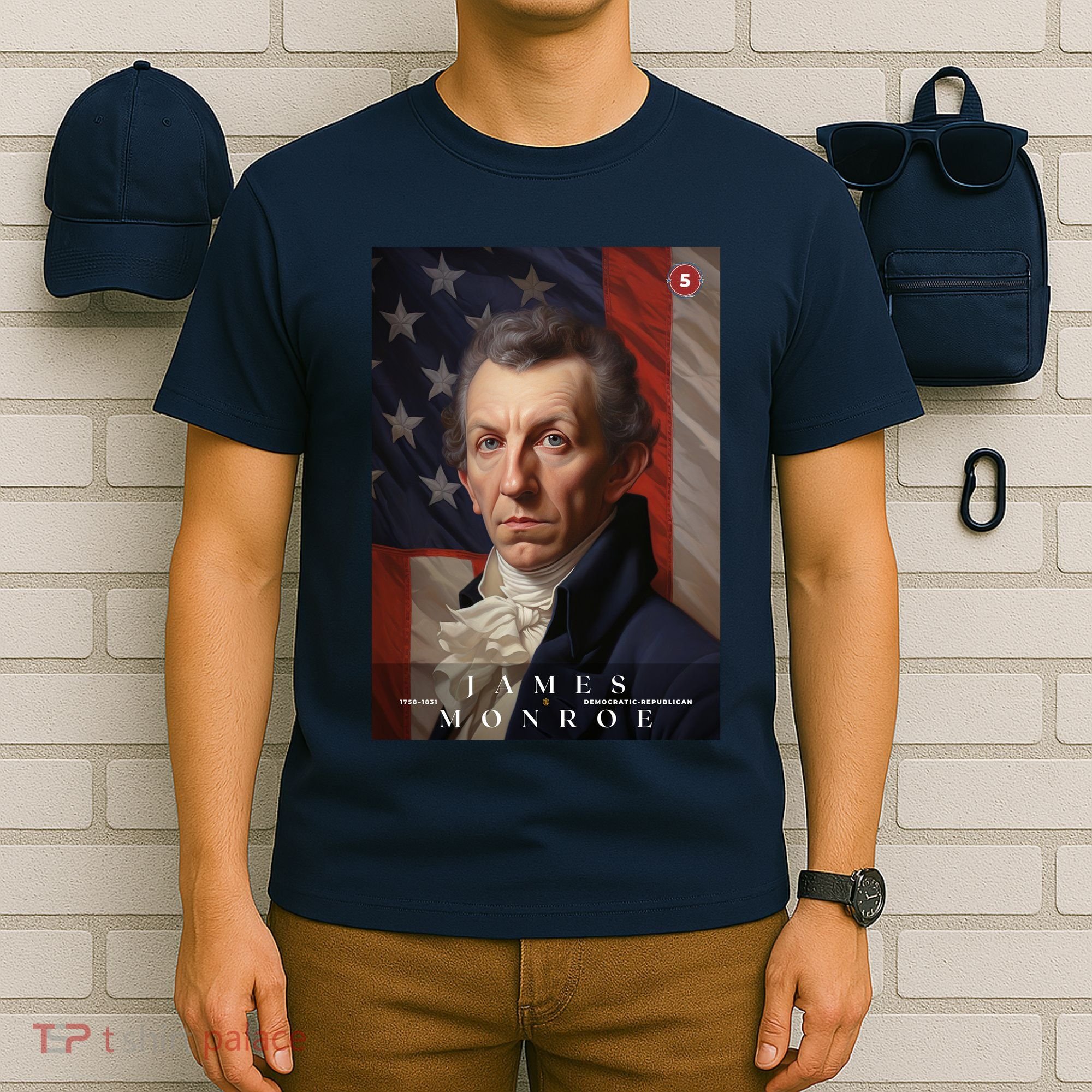 James Monroe 5th President Of The United States Portrait T-Shirt
