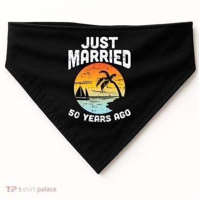 Just Married 50 Years Ago Anniversary Cruise USA-Made Doggie Bandana