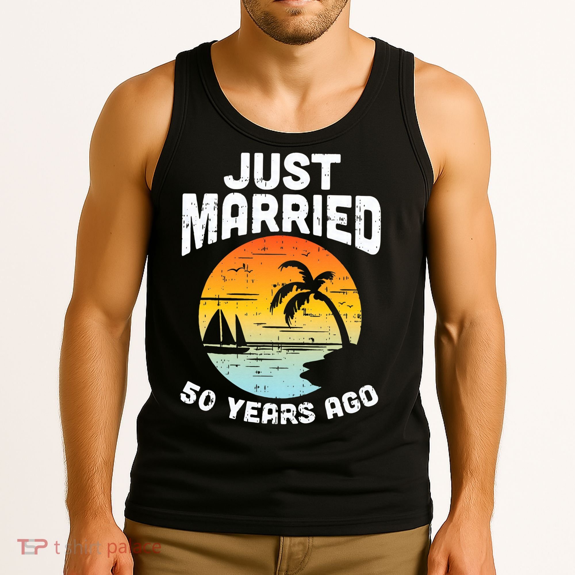 Just Married 50 Years Ago Anniversary Cruise Tank Top