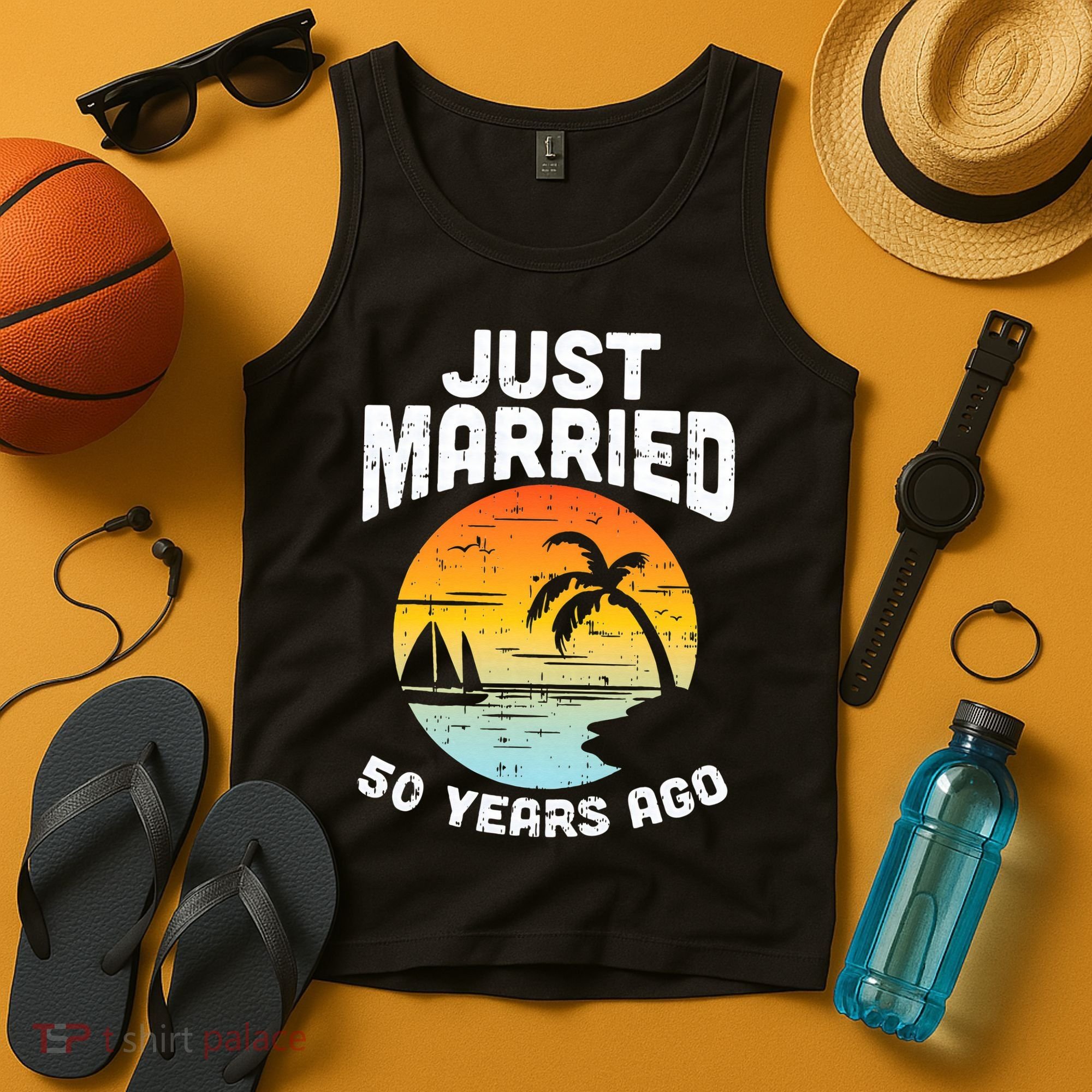 Just Married 50 Years Ago Anniversary Cruise Tank Top