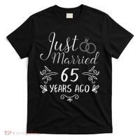 Just Married 65 Years Ago 65th Wedding Anniversary Couple T-Shirt thumb 0