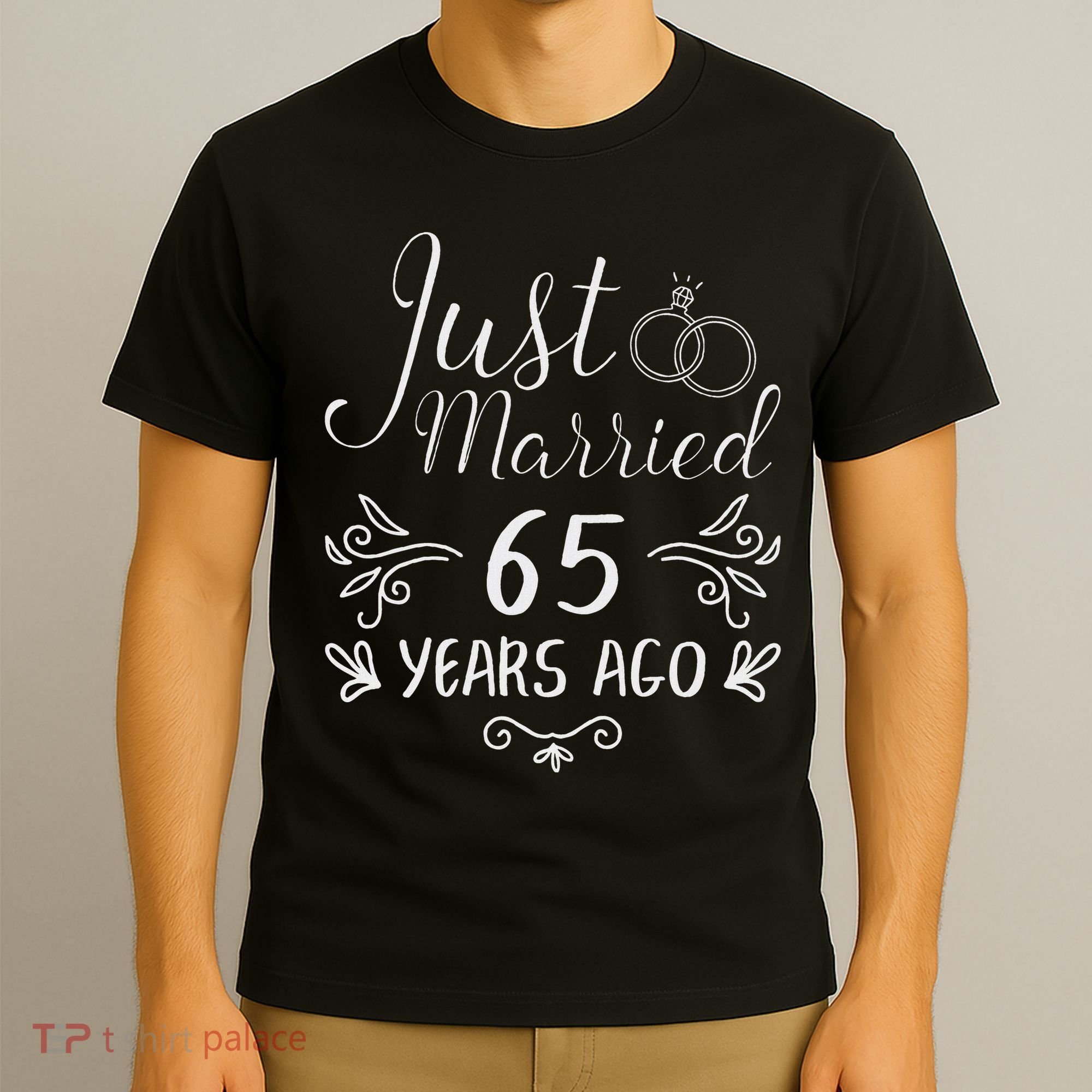 Just Married 65 Years Ago 65th Wedding Anniversary Couple T-Shirt