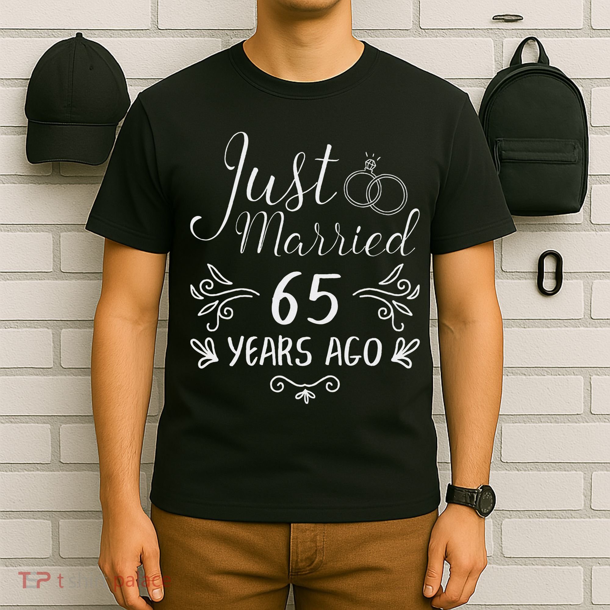 Just Married 65 Years Ago 65th Wedding Anniversary Couple T-Shirt