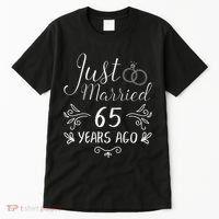 Just Married 65 Years Ago 65th Wedding Anniversary Couple Tall T-Shirt thumb 0