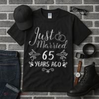 Just Married 65 Years Ago 65th Wedding Anniversary Couple Tall T-Shirt thumb 3