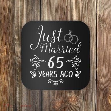 Just Married 65 Years Ago 65th Wedding Anniversary Couple Coaster