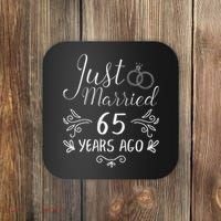Just Married 65 Years Ago 65th Wedding Anniversary Couple Coaster thumb 0