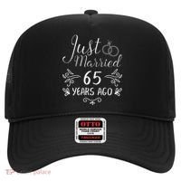 Just Married 65 Years Ago 65th Wedding Anniversary Couple Hat thumb 0