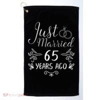 Just Married 65 Years Ago 65th Wedding Anniversary Couple Golf Towel thumb 0