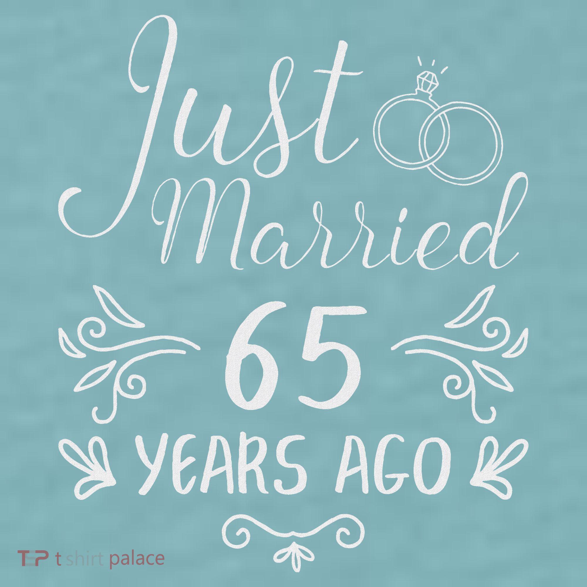 Just Married 65 Years Ago 65th Wedding Anniversary Couple Sueded Cloud Jersey T-Shirt