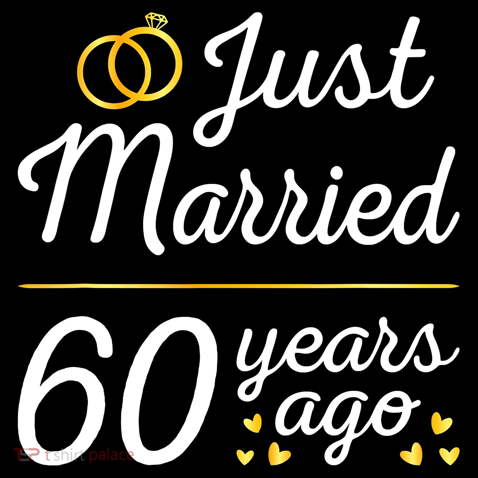 Just Married 60 Years Ago 60th Wedding Anniversary Matching Stripe Pom Pom Beanie