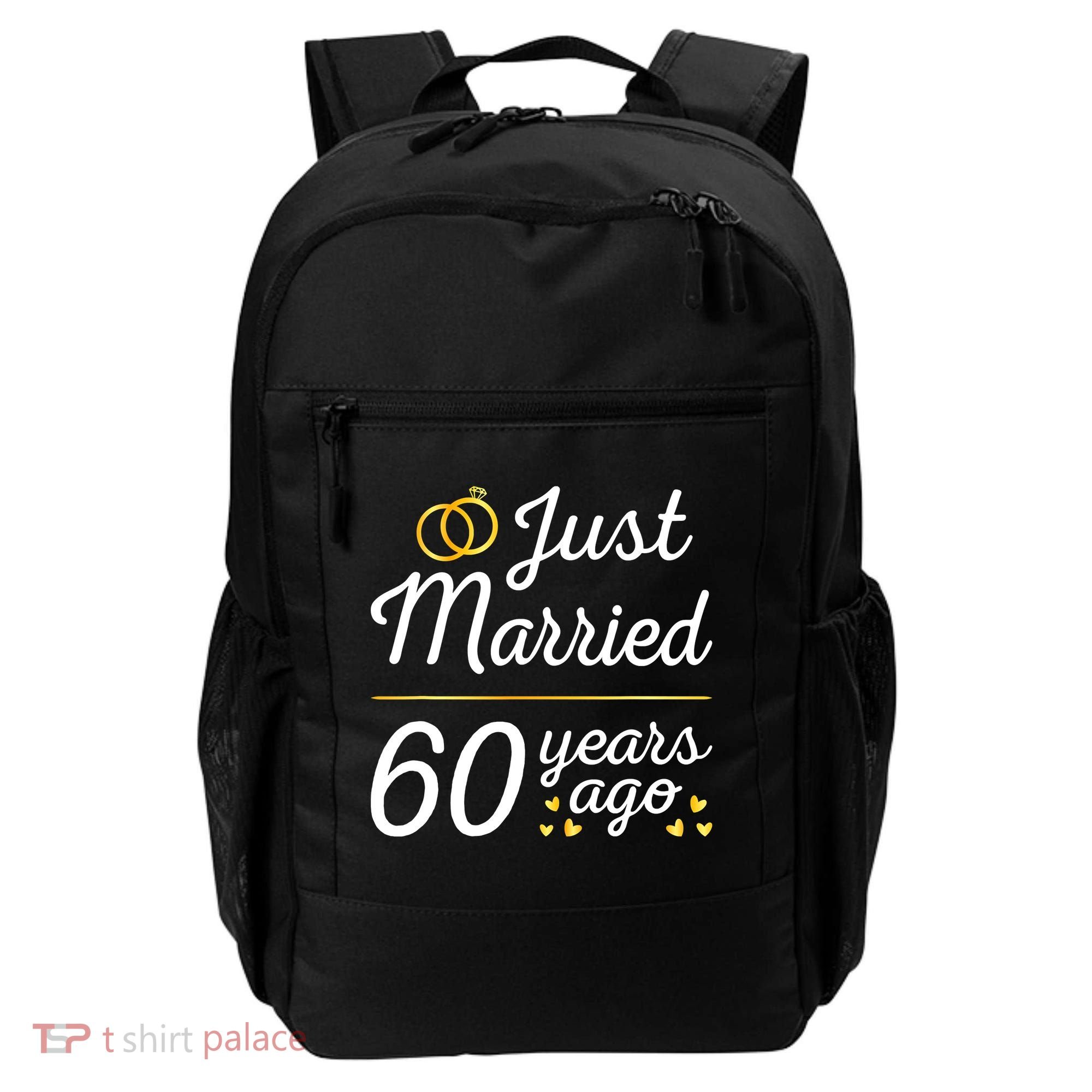 Just Married 60 Years Ago 60th Wedding Anniversary Matching Backpack