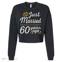 Just Married 60 Years Ago 60th Wedding Anniversary Matching Cropped Pullover Crew thumb 0