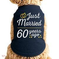 Just Married 60 Years Ago 60th Wedding Anniversary Matching Doggie Tank thumb 0