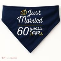 Just Married 60 Years Ago 60th Wedding Anniversary Matching USA-Made Doggie Bandana thumb 0