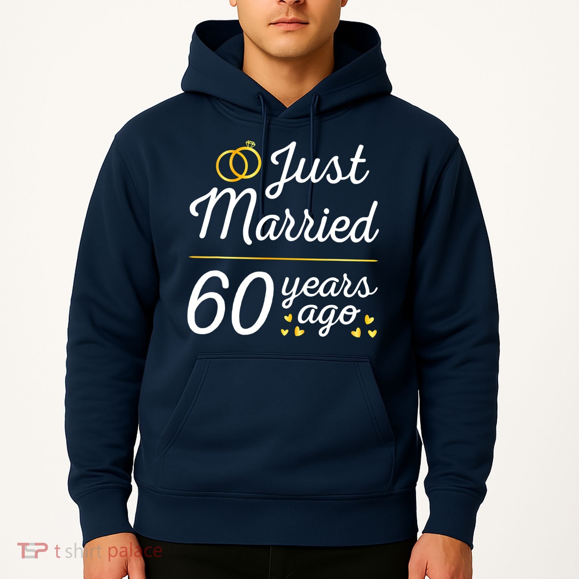 Just Married 60 Years Ago 60th Wedding Anniversary Matching Hoodie
