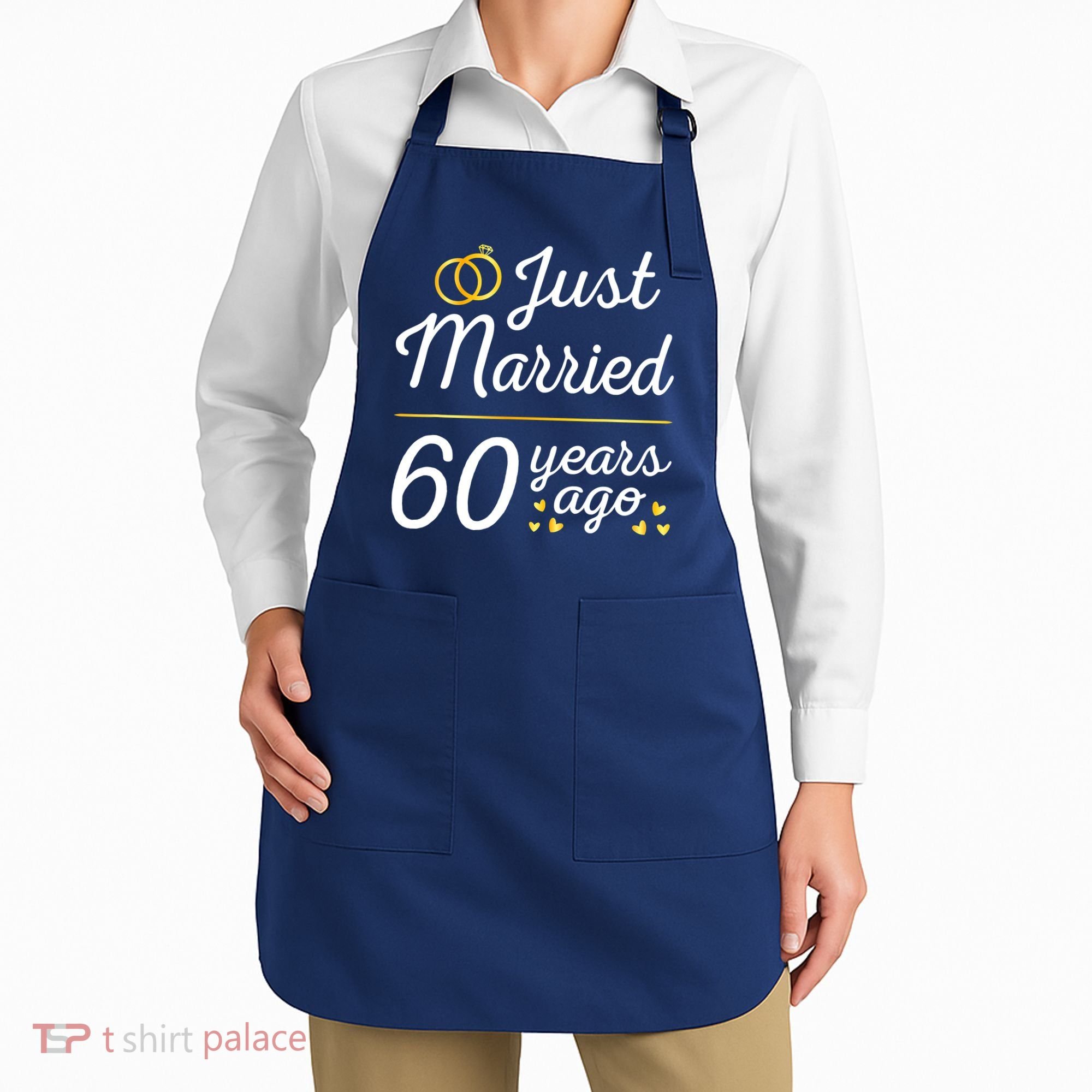 Just Married 60 Years Ago 60th Wedding Anniversary Matching Apron