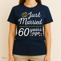 Just Married 60 Years Ago 60th Wedding Anniversary Matching T-Shirt thumb 4