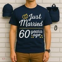 Just Married 60 Years Ago 60th Wedding Anniversary Matching T-Shirt thumb 6