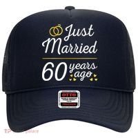 Just Married 60 Years Ago 60th Wedding Anniversary Matching Hat thumb 0