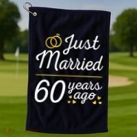 Just Married 60 Years Ago 60th Wedding Anniversary Matching Golf Towel thumb 1