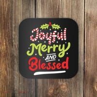 Joyful Merry And Blessed Christmas Xmas Holiday Coaster thumb 0