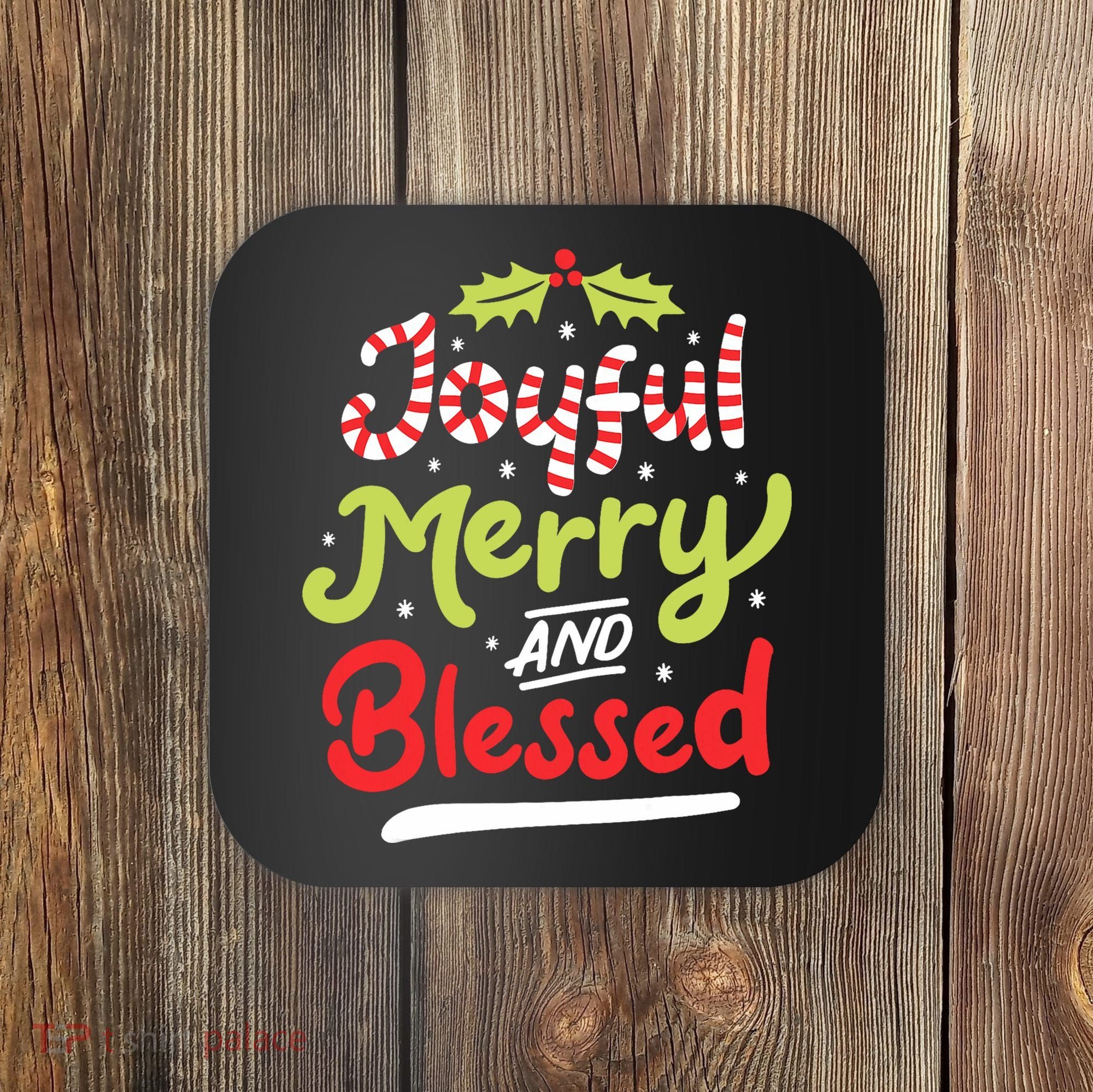 Joyful Merry And Blessed Christmas Xmas Holiday Coaster