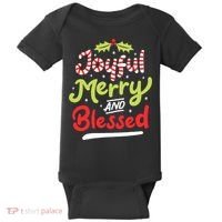 Joyful Merry And Blessed Christmas Xmas Holiday Baby Bodysuit thumb 0