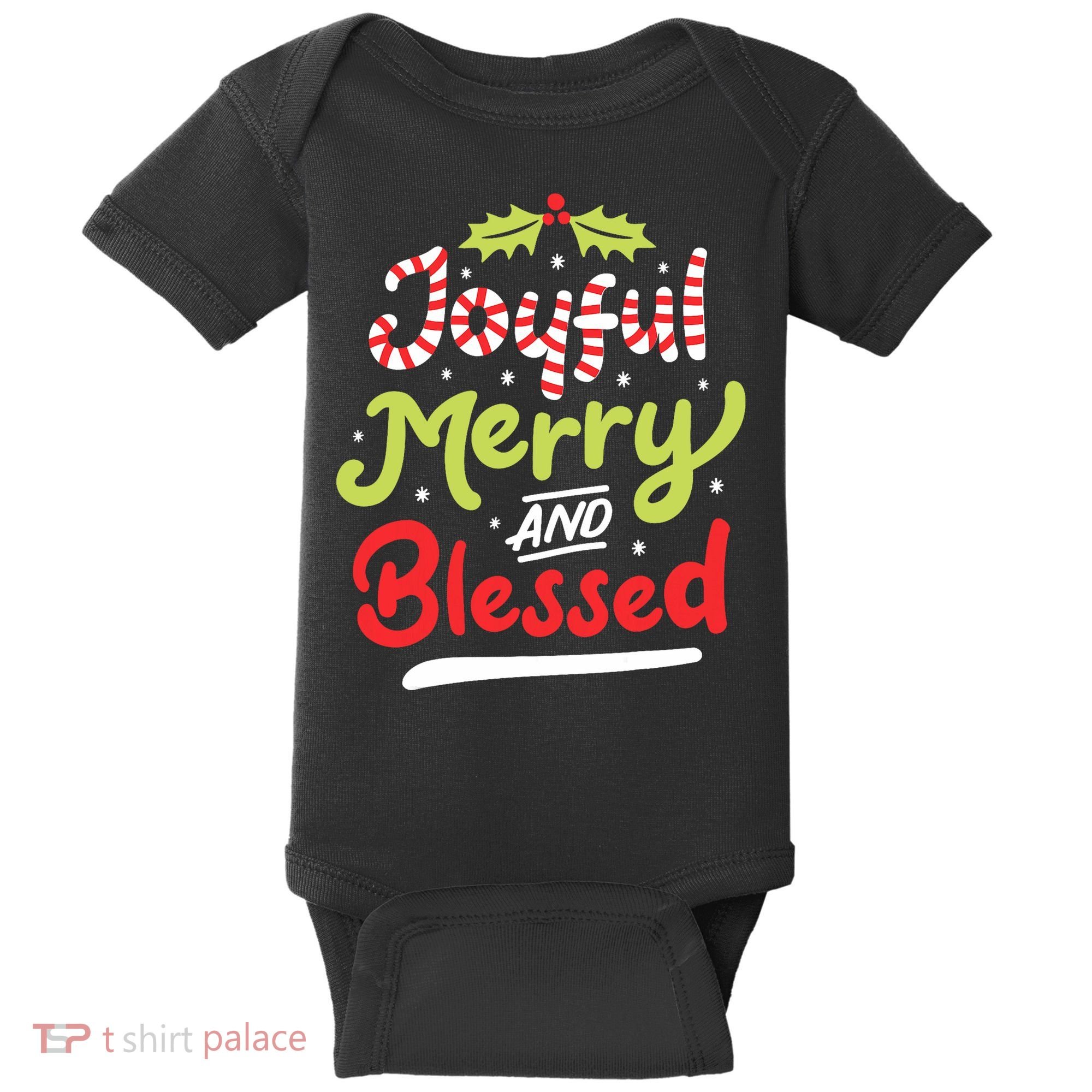 Joyful Merry And Blessed Christmas Xmas Holiday Baby Bodysuit