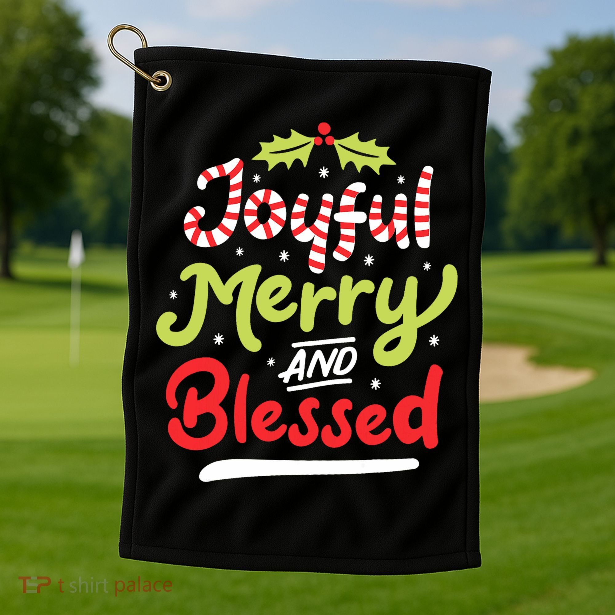 Joyful Merry And Blessed Christmas Xmas Holiday Golf Towel