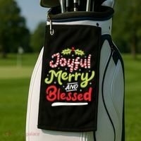 Joyful Merry And Blessed Christmas Xmas Holiday Golf Towel thumb 2