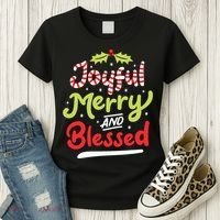 Joyful Merry And Blessed Christmas Xmas Holiday Women's T-Shirt thumb 3