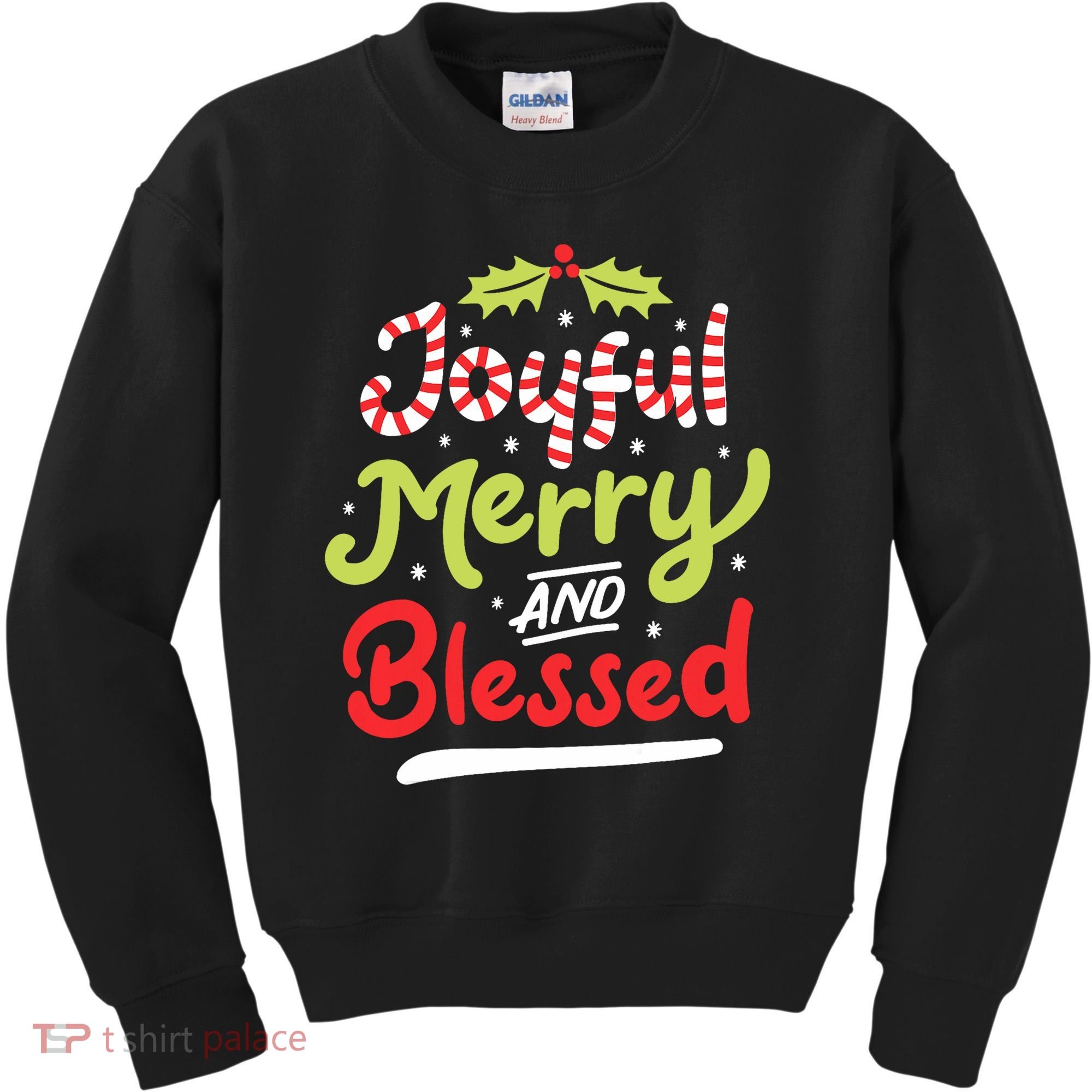 Joyful Merry And Blessed Christmas Xmas Holiday Kids Sweatshirt