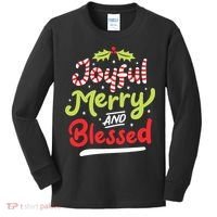 Joyful Merry And Blessed Christmas Xmas Holiday Kids Long Sleeve Shirt thumb 0