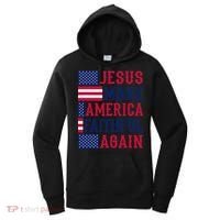Jesus Make America Faithful Again - Patriotic American Flag Women's Hoodie thumb 0