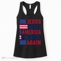 Jesus Make America Faithful Again - Patriotic American Flag Women's Tank Top thumb 0