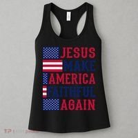 Jesus Make America Faithful Again - Patriotic American Flag Women's Tank Top thumb 3