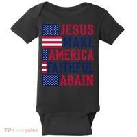 Jesus Make America Faithful Again - Patriotic American Flag Baby Bodysuit thumb 0
