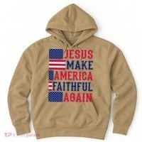 Jesus Make America Faithful Again - Patriotic American Flag Hoodie thumb 0