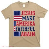 Jesus Make America Faithful Again - Patriotic American Flag T-Shirt thumb 0