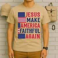 Jesus Make America Faithful Again - Patriotic American Flag T-Shirt thumb 6