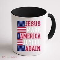 Jesus Make America Joyful Again - American Flag - Christian Coffee Mug thumb 1