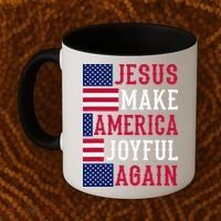 Jesus Make America Joyful Again - American Flag - Christian Coffee Mug thumb 2