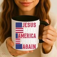 Jesus Make America Joyful Again - American Flag - Christian Coffee Mug thumb 3
