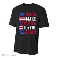 Jesus Make America Joyful Again - American Flag - Christian Youth Performance Sprint T-Shirt thumb 0