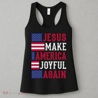 Jesus Make America Joyful Again - American Flag - Christian Women's Tank Top thumb 3